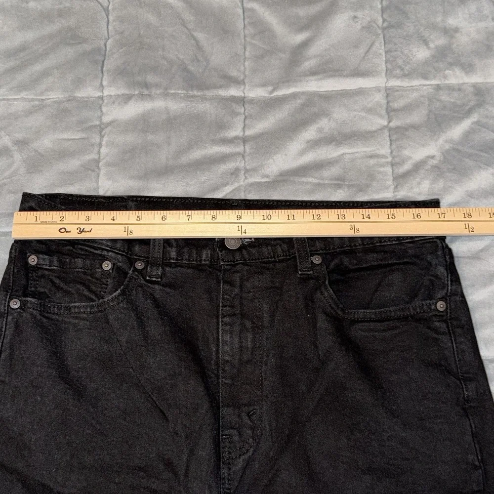 Levis 505 Jeans Mens 36x32 Black Regular Fit Straight Denim Pants Dark Wash
